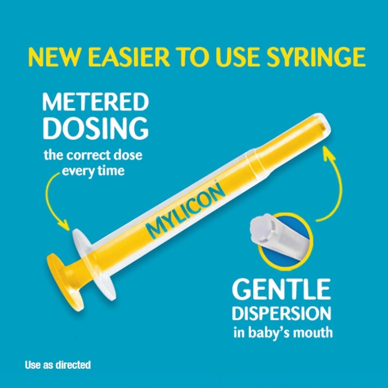 Mylicon Gas Relief Drops for Infants and Babies, Dye Free Formula, 1 Fluid Ounce with Updated Syringe (2-Pack) - Image 2